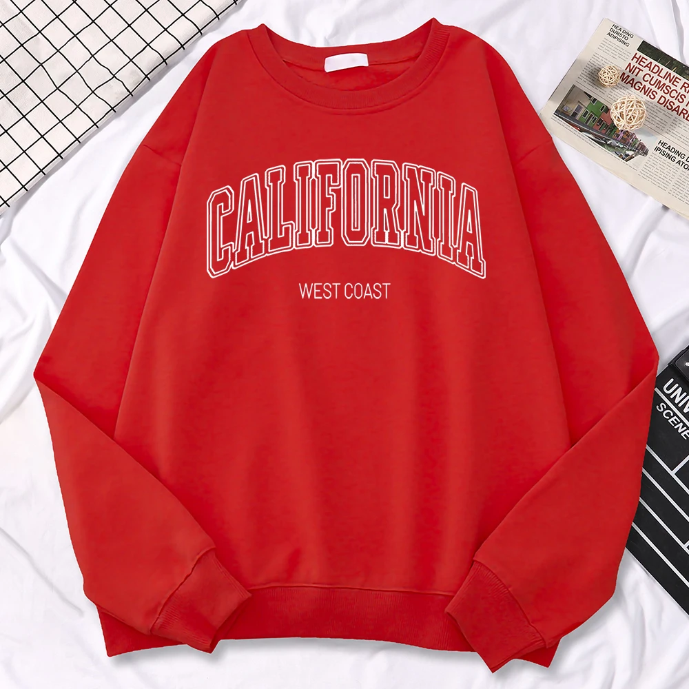 Winter Fashion Women\'S Sweatshirts California West Coast Print Hooded Crewneck All-Math Pullovers Loose Warm Female Streetwear