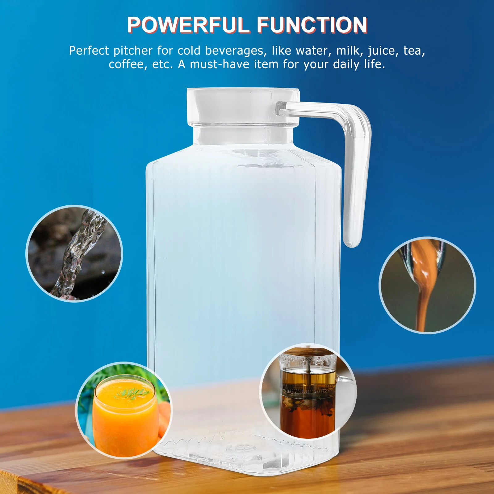 

Cold Water Bottle Pitcher Plastic Juice Jugs Drink with Lid Stainless Steel Travel