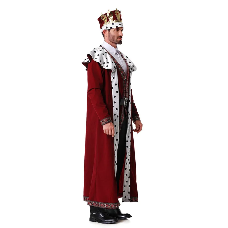 Costumi da re nobile adulto maschio Royal Fantasy King Outfit per uomo medievale King artù Cosplay Costume di carnevale di Halloween