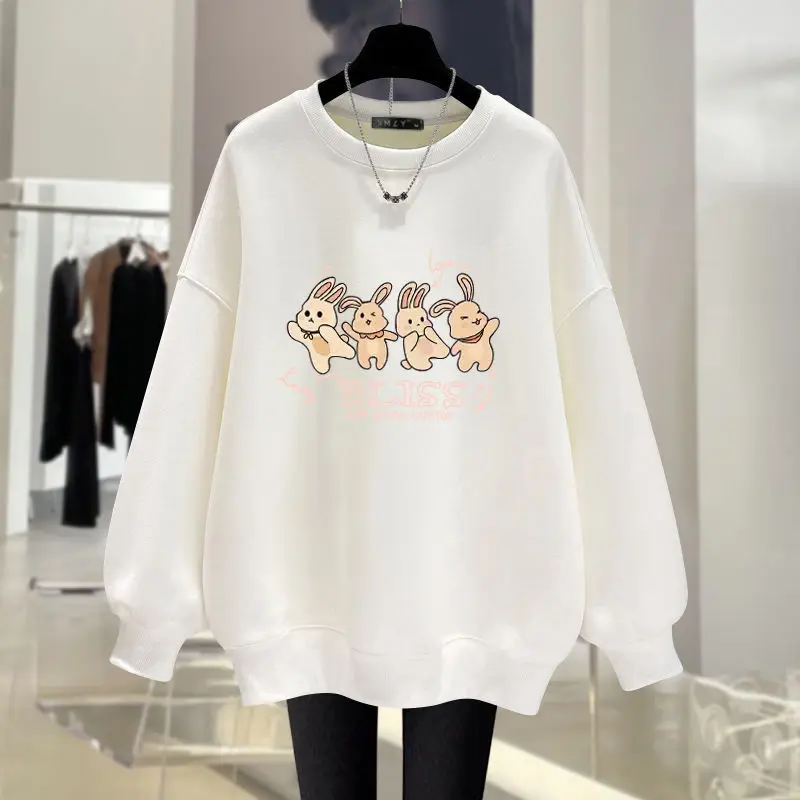 Women Clothing Fashion Cartoon Printed Long Sleeve Hoodies Autumn Winter Vintage Pure Cotton Sweatshirts Loose Casual Pulloves