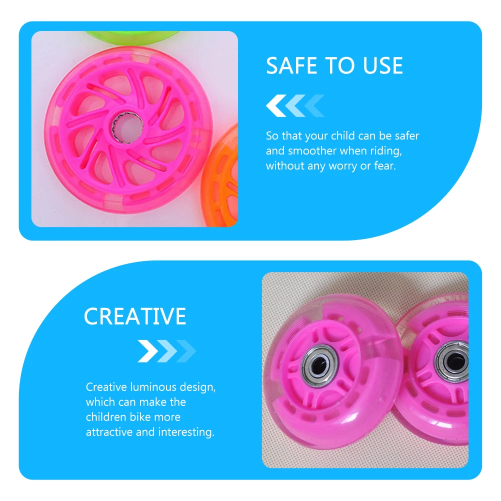 

2pcs Bike Training Luminous For Kids Smooth Mute Pu Wheels Child Bicycle Accessories Balance Bike Auxiliary Wheels Replacements