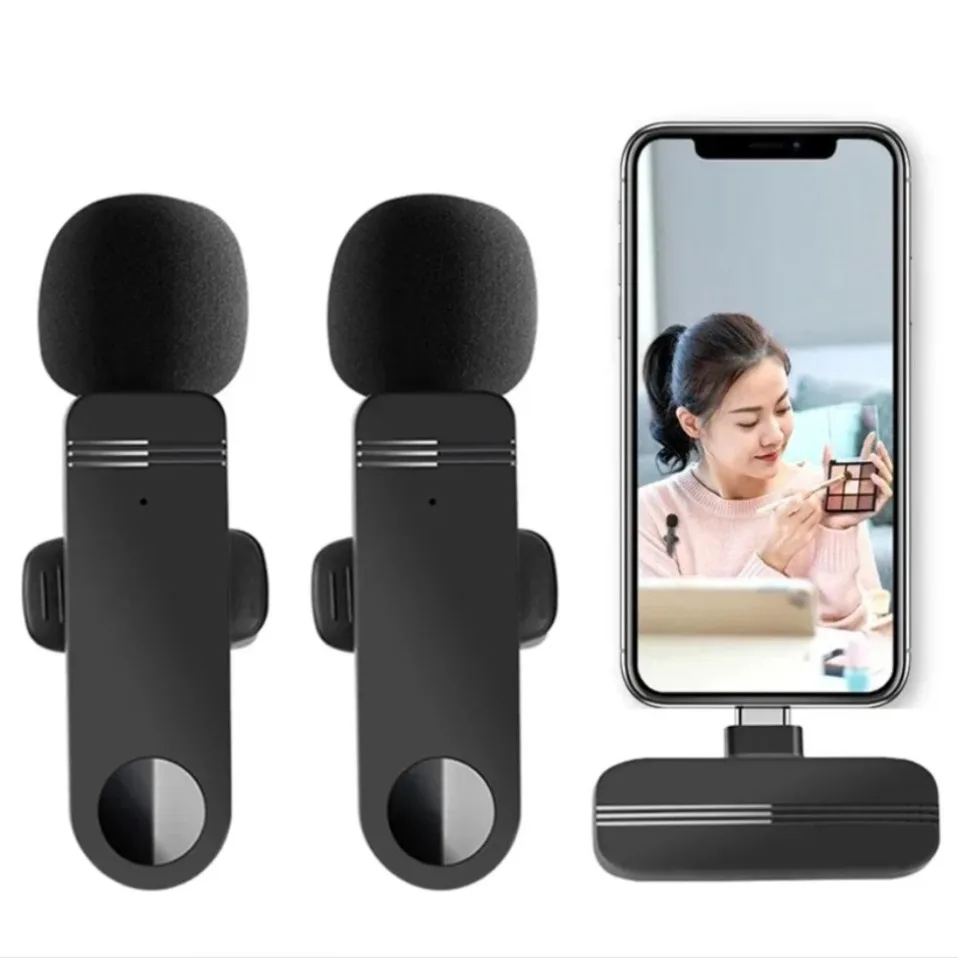 Wireless Dynamic Microphone Lavalier Microphone Audio Video Recording Mini Mic for iOS Android Live Broadcast Gaming Phone Mic