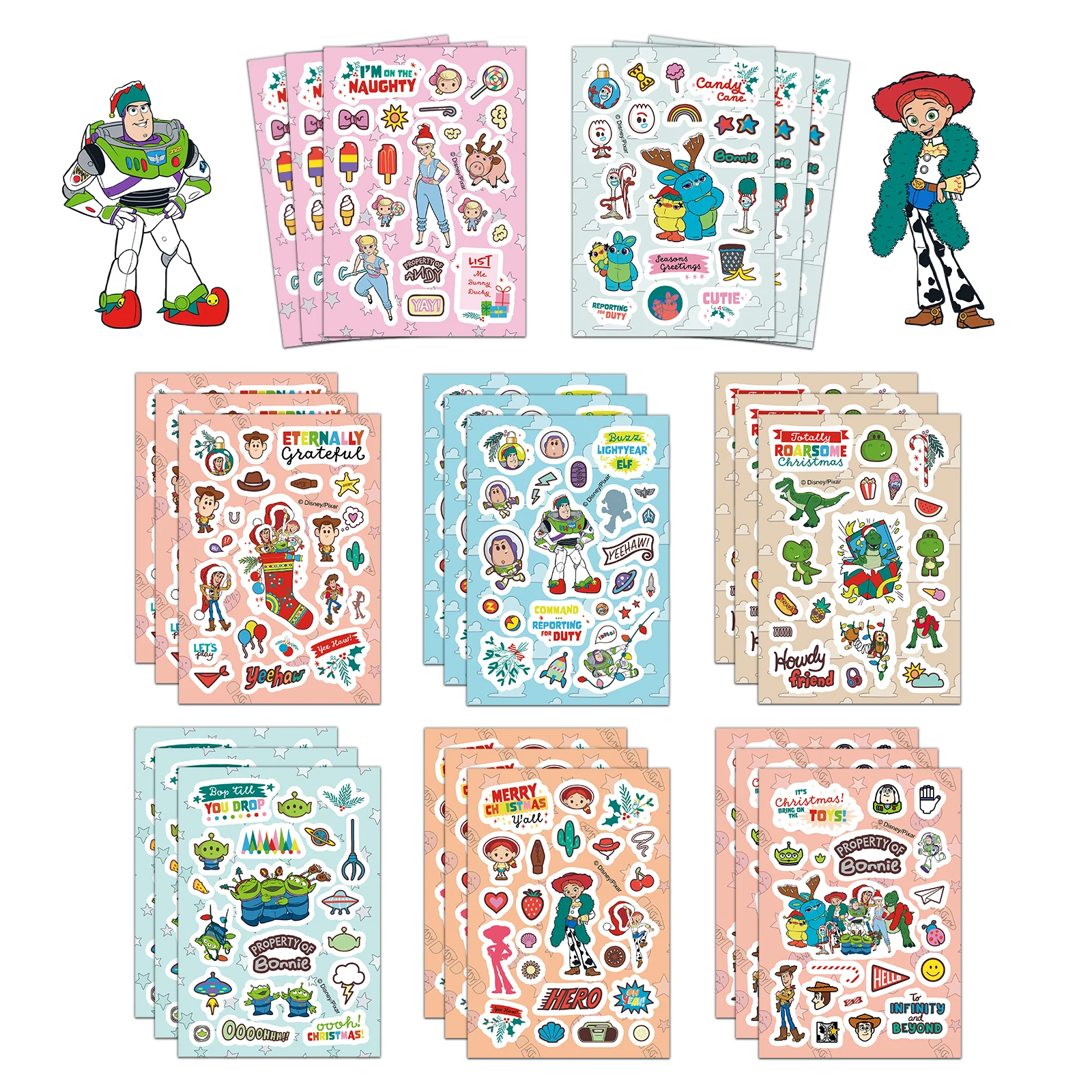 8PCS คริสต์มาส Toy Story สติกเกอร์ธีมเทศกาลฟรีสติกเกอร์ DIY บัญชีวัสดุเคสโทรศัพท์แล็ปท็อปกระเป๋าเดินทางกันน้ํา