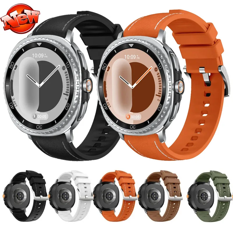 Silikon + Lederarmband für Samsung Galaxy Watch 8/8 Classic Original bequemes Armband für Galaxy Watch 8 40 mm 44 mm