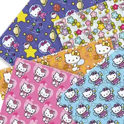 Hello Kitty 140x50CM Cartoon Polyester cotton fabric Patchwork Tissue Kid Home Textile Sewing Doll Dress Curtain cotton Fabric