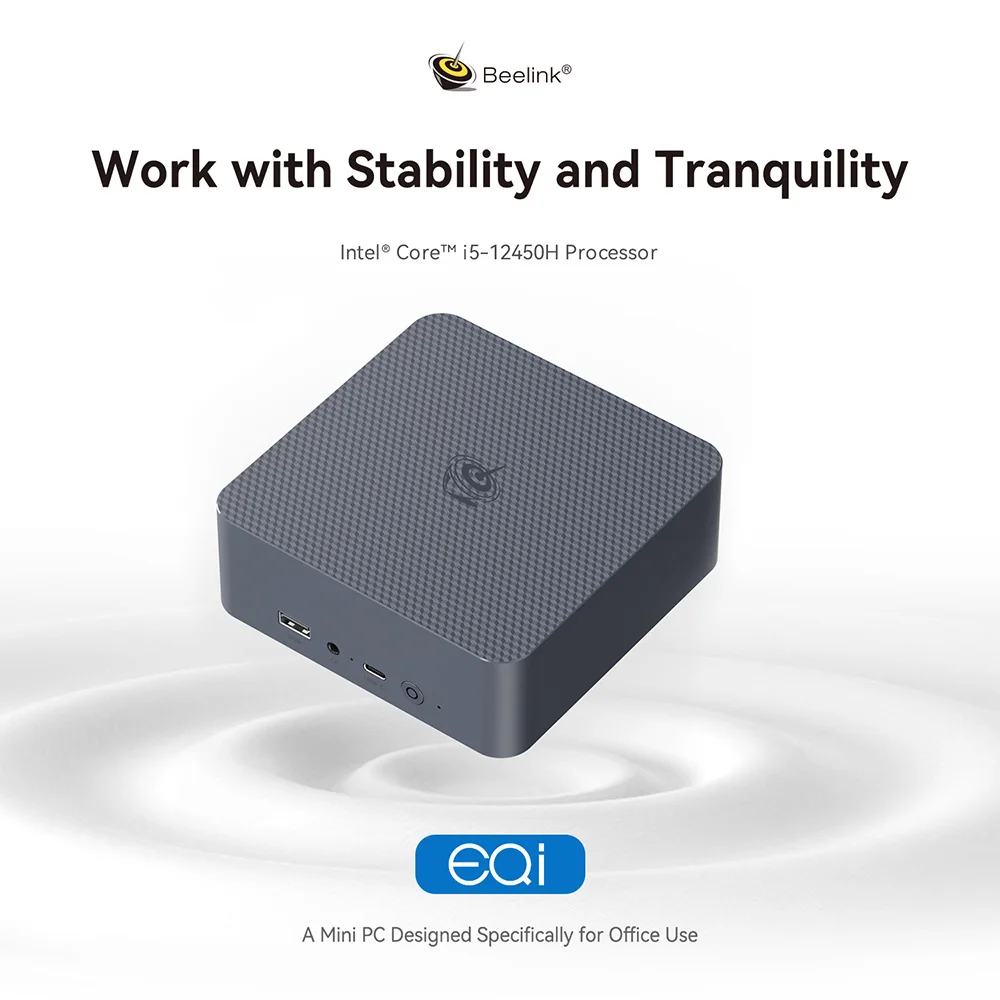 Beelink EQI12 Office Mini PC Intel Core i5 12450H 24GB DDR5 500GB SSD Wifi6 BT5.2 Desktop Laptop Game Computer