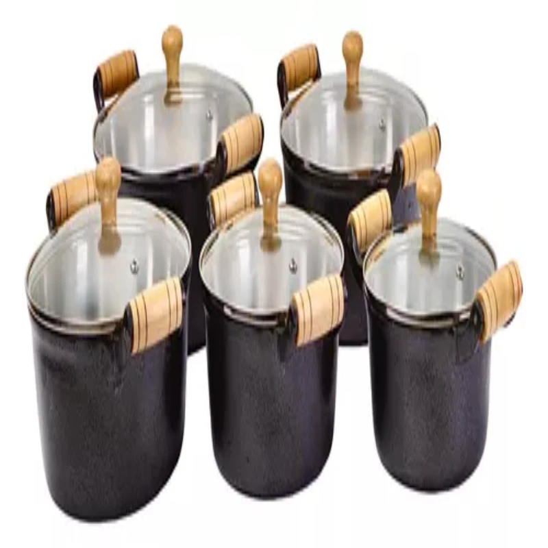 

Pot Thick Aluminum Cast Black 5Pcs Cover Glass Baking Pots and Fryers