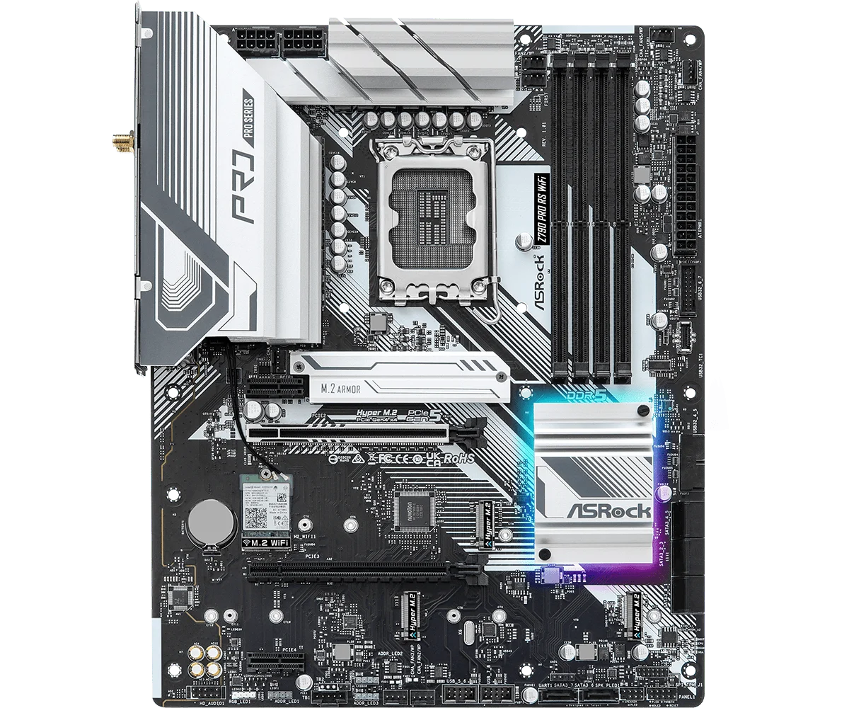 ASRock Z790 PRO RS WIFI Motherboard Intel Z790 LGA 1700 DDR5 256 GB Hyper M.2 Wi-Fi 6E unterstützt i7-14700 i5-13600 i9-12900 CPU