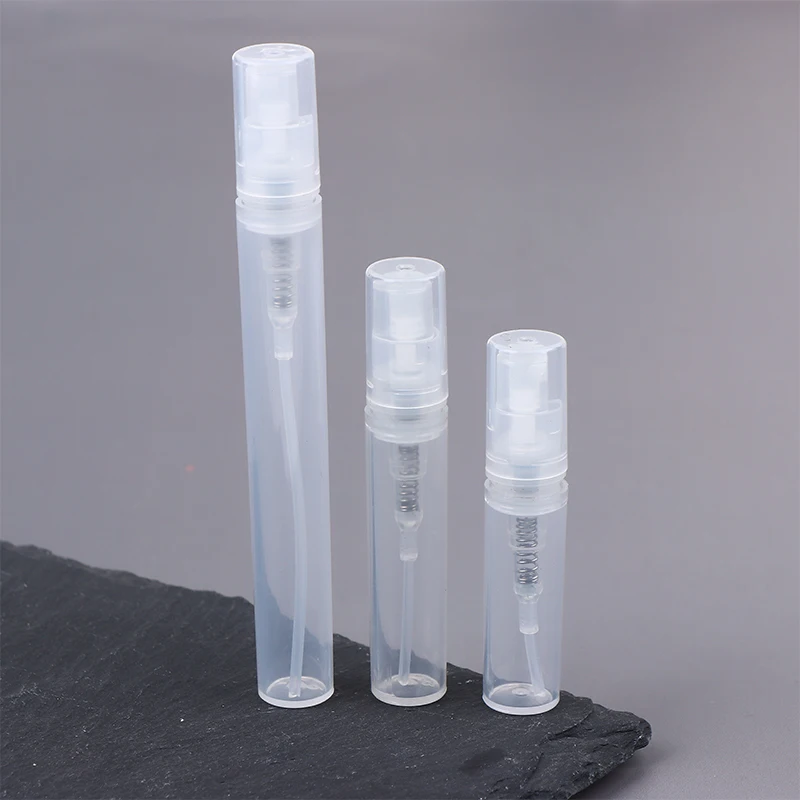 10 قطعة 2/3/5 مللي زجاجة عطر فارغة من البلاستيك الشفاف الصغيرة القابلة لإعادة الملء زجاجة رذاذ حاوية رذاذ النساء زجاجات عطر السفر