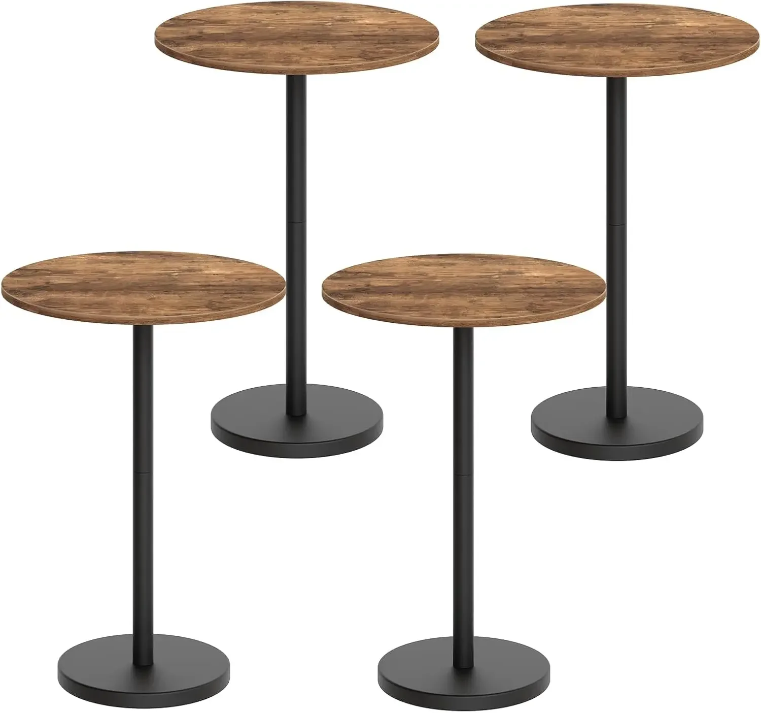 Bar Table, Round Bar Table Set of 4, Counter Height Table, Pub Cocktail Table, Metal Frame, for Bistro, Dining Room, Living