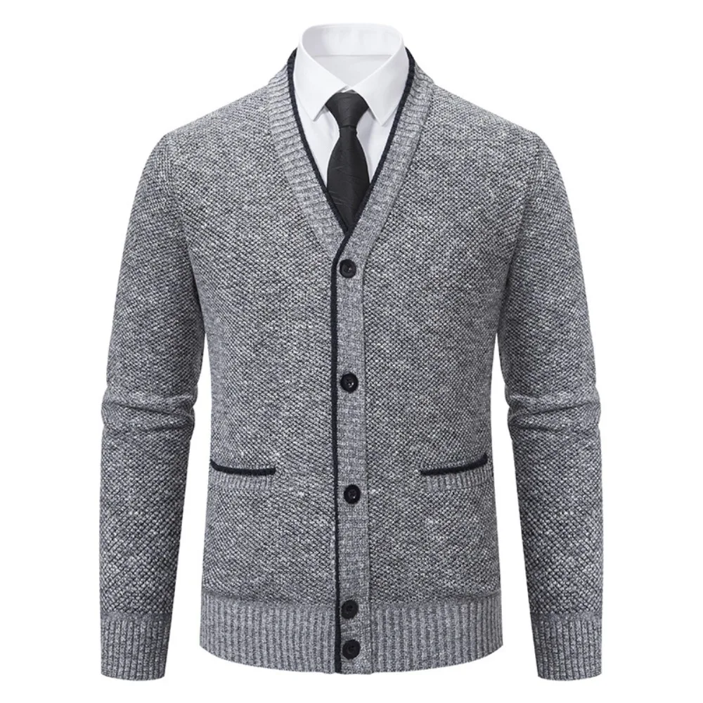 2025 New Autumn Winter Brand Fashion Knitted Sweater Men Cardigan Sweater Black Korean Casual Coats Jacket Mens Clothing