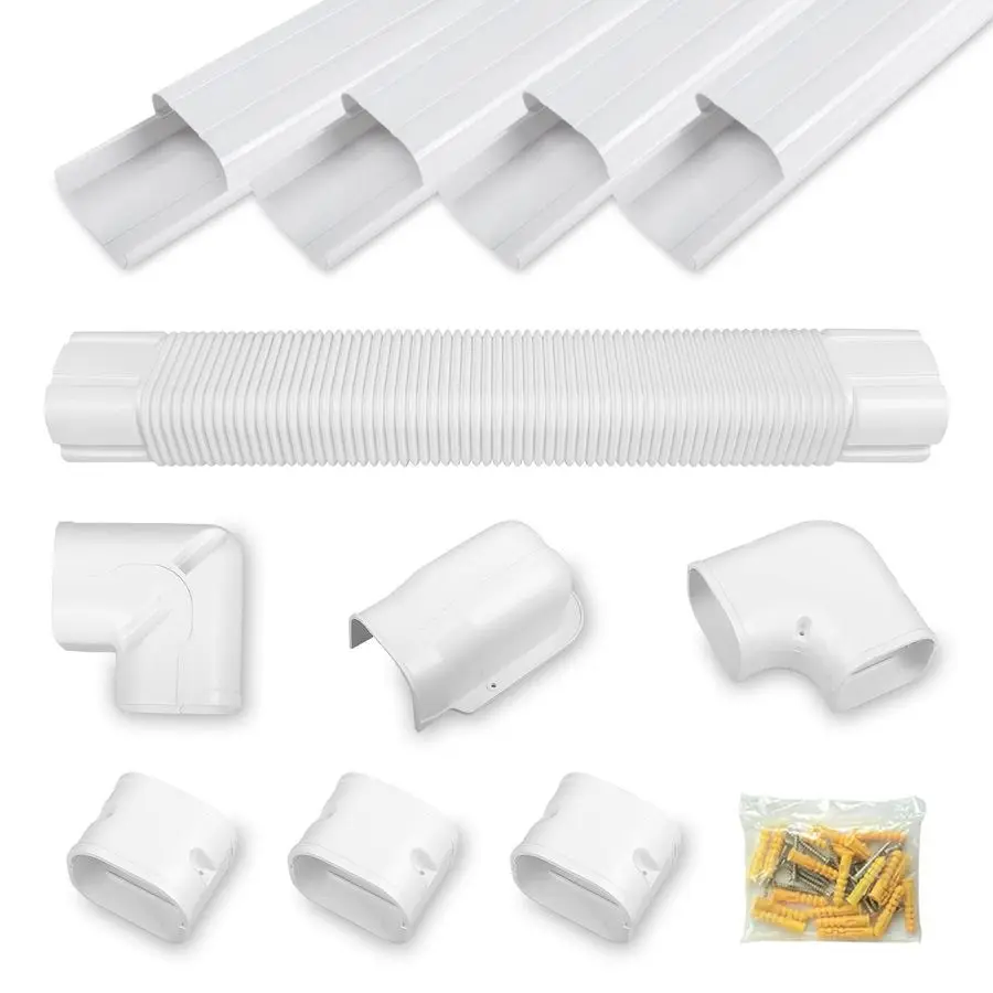 

5 17Ft PVC Decorative Line Set Cover Kit for Ductless Mini Split Air Conditioners 17FT Line Set Cover for Heat Pump System and C