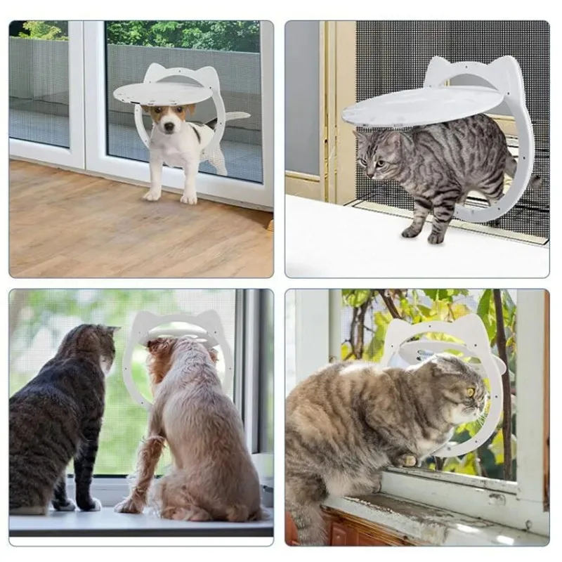 1PC Pet Cat Inside Lockable Safe Screen Outdoor Door Magnetic Self-Closing Function Sturdy Door