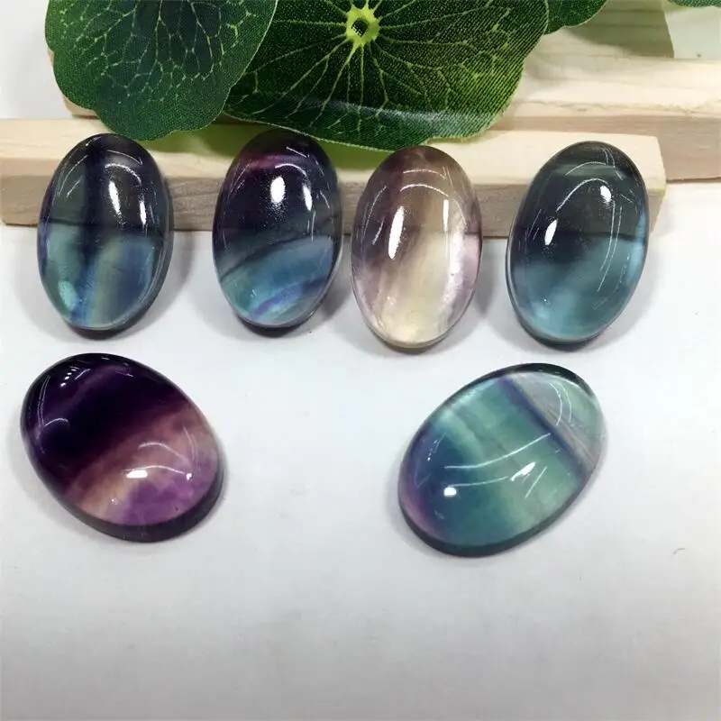 5pcs Natural Stones Rainbow Fluorite Ring Surface Crystal Carving Gemstones Crafts Polished Healing Reiki Gems Gifts