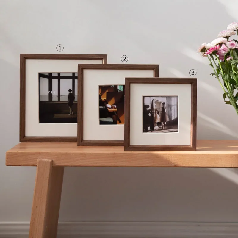 Solid Wood Square Picture Frame Mortise and Tenon High-grade Black Walnut Wedding Large Size 5-17in Photo Frames Wall Home Decor