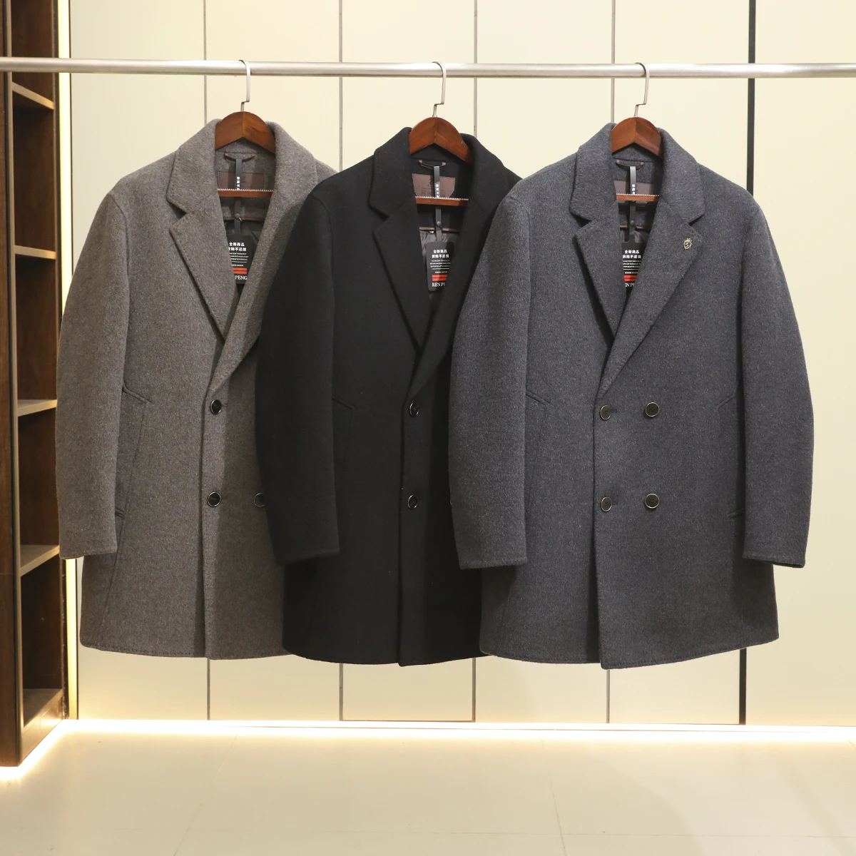 

Элитная роскошь! Двустороннее шерстяное пальто мужское средней длины, двусторонняя куртка из камвольного пуха, модная городская деловая одежда