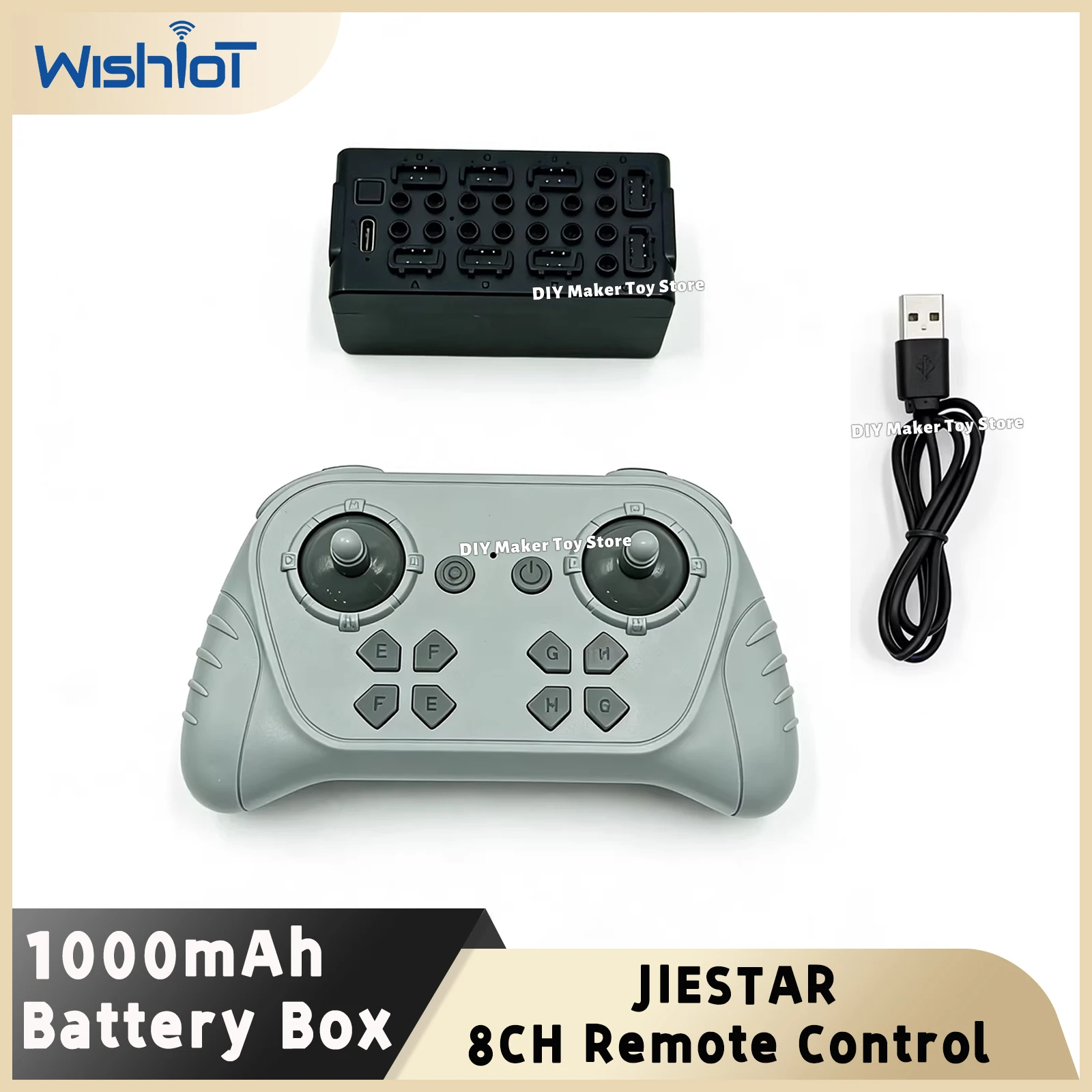 JIESTAR 8CH Remote Control 1000mAh Rechargeable Battery Box Set for Building Blocks Power Motor MOC Technology Car Train Modify