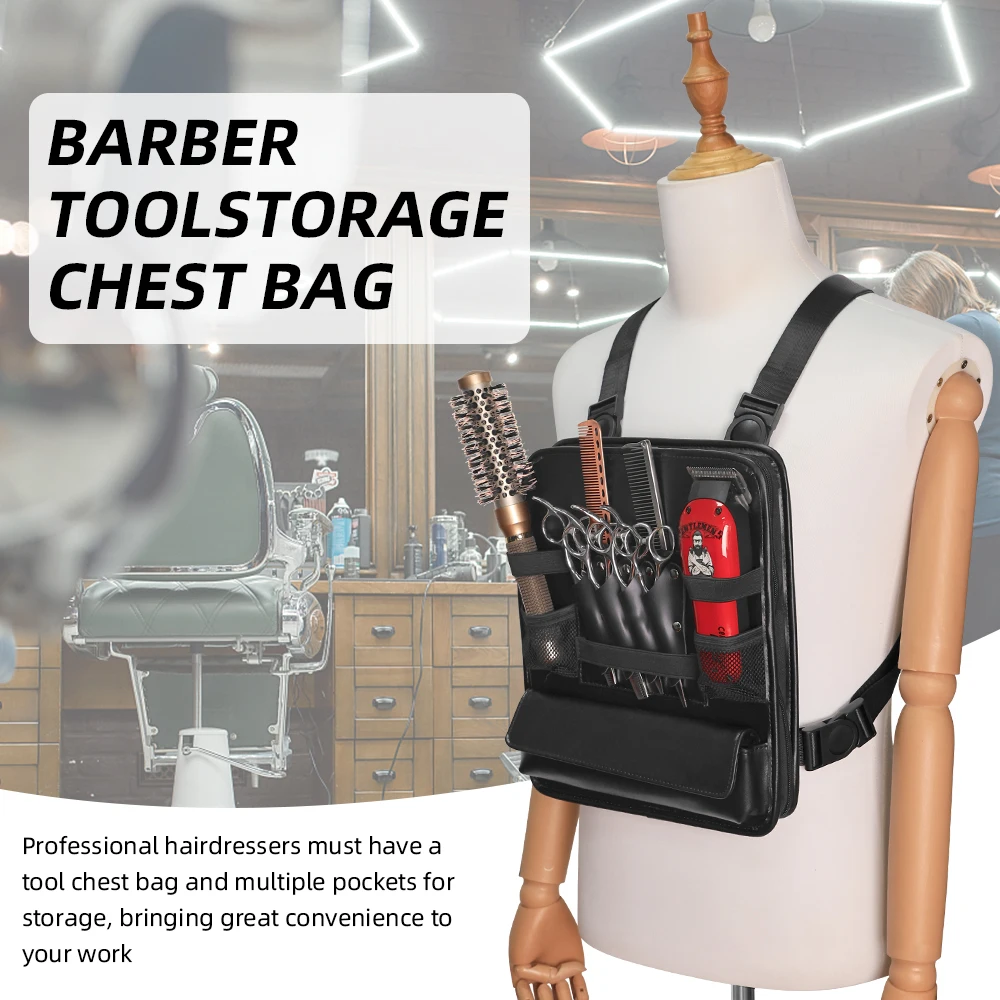 

Barber Chest Bag Hairdresser Scissor Bag Double-layer Multi Pockets Lightweight Space Saving Hair Clipper Combs Organizer Tools