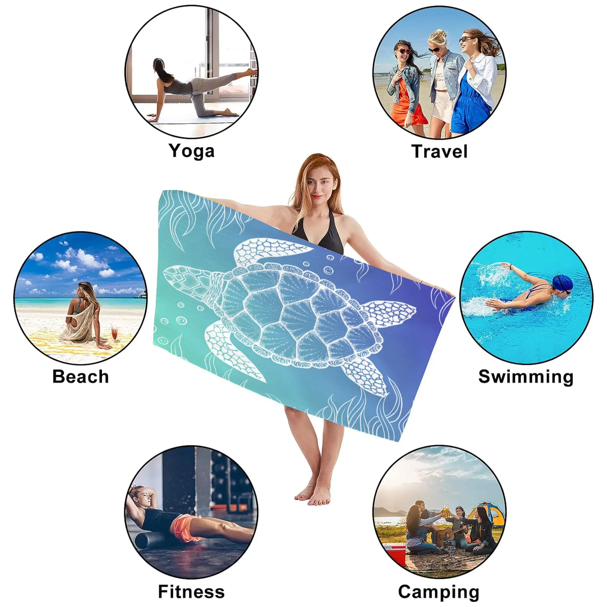Microvezel strandhanddoek, groot, sneldrogend, zonnebrandcrème, absorberende badhanddoek voor volwassenen, reishanddoek, zwembadhanddoek, buitenhanddoek_voghion.com