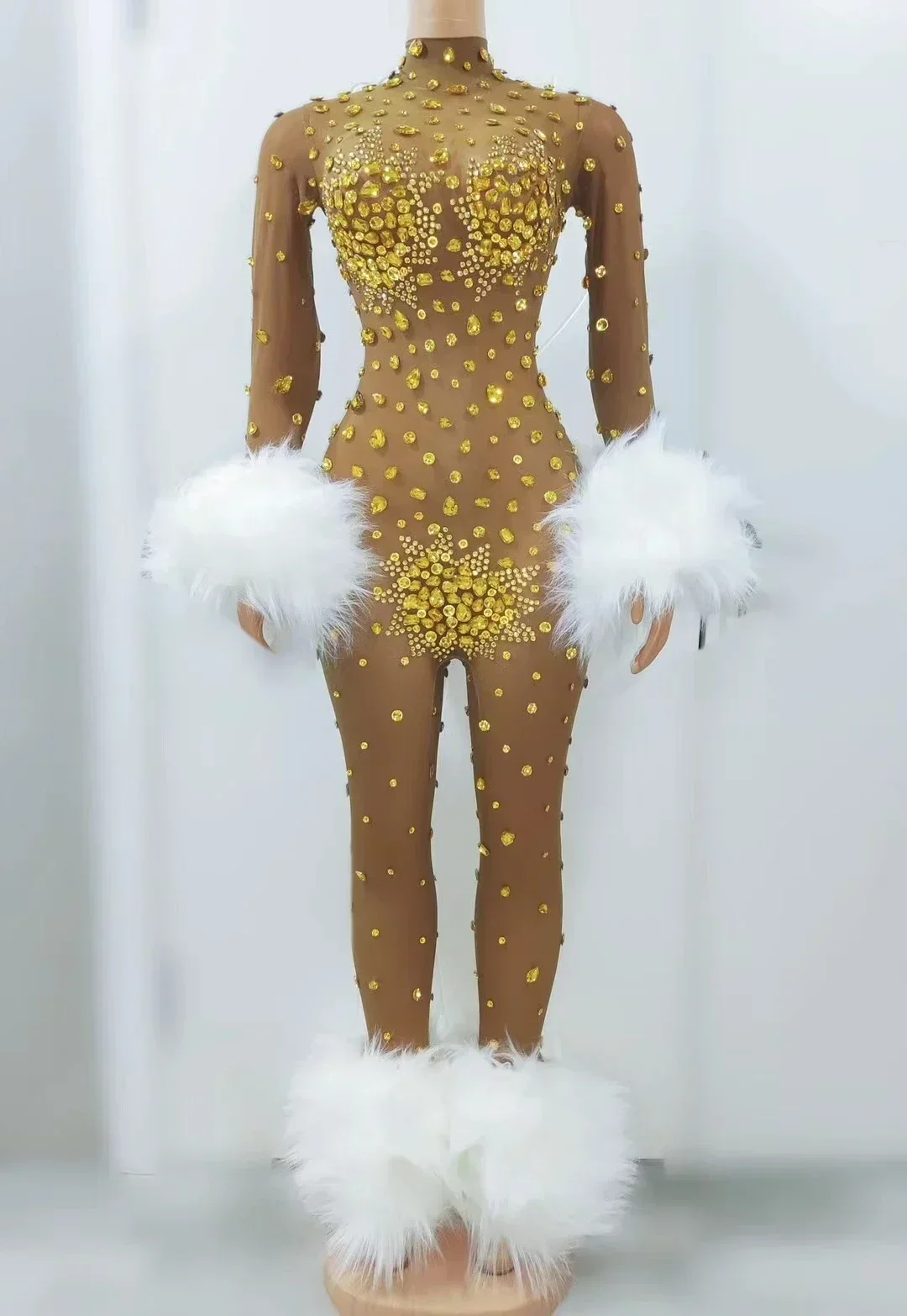 Nuevo mono de cantante con diamantes de imitación, ropa de baile Gogo para club nocturno, Bar, mono elástico multicolor, disfraz de Drag Queen