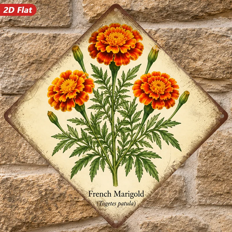 CIFBUY Vintage French Verbena Floral Metal Sign Art Aluminum Wall Art Waterproof Rustproof Safe Rounded Corners Easy Hang For Ho