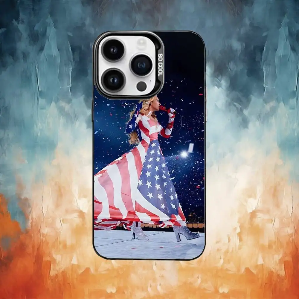 Cantor Beyonce Capa de telefone para iPhone17,16,15,14,13,12,11 Plus, Pro Max Black Candy Matte Capa à prova de choque