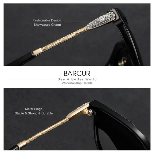 Imagen 2 del producto BARCUR-gafas De sol polarizadas con forma De ojo De gato para mujer, lentes redondas con degradado