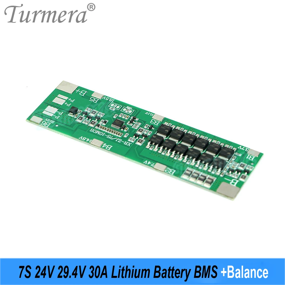 Turmera 7s 30aバランスbms 24v 29.4vリチウム電池保護ボードは、e-スクーター用の18650バッテリーホルダーを溶接できます