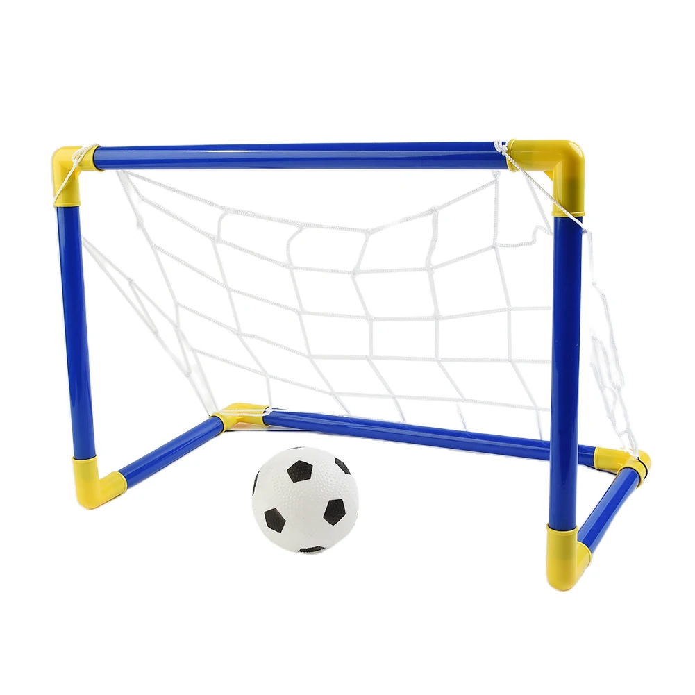 1 Set Football Goal Post Frame Sets Indoor Mini Inflatable Folding Soccer Goal Post Net Set Pump Home Game Birthday Gifts