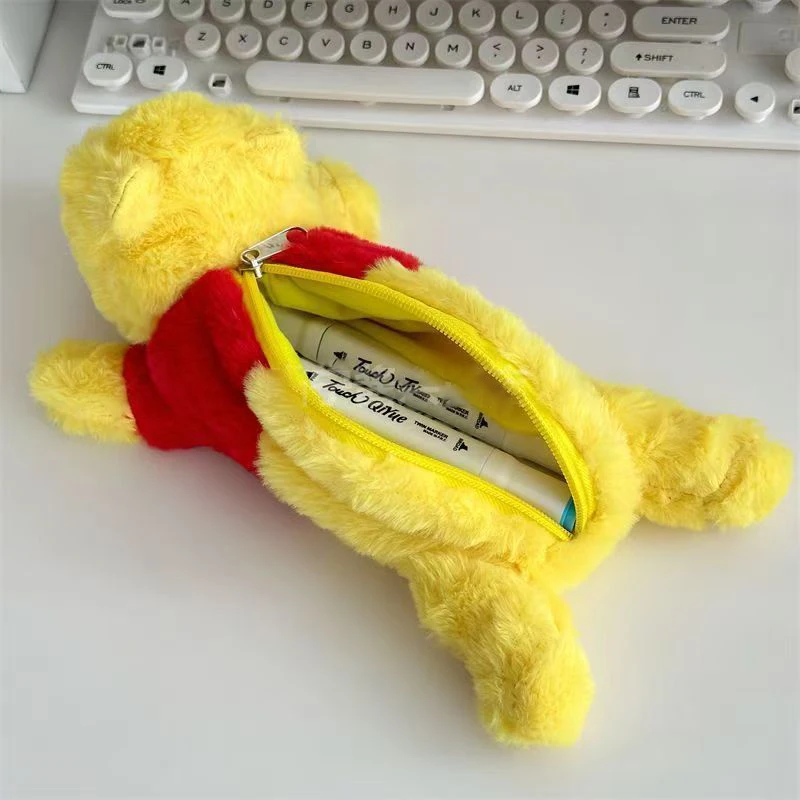 Disney winnie pooh cocô abelha caneta saco bonito winnie pooh caixa de papelaria estudante grande capacidade caixa de lápis bonito boneca caneta saco presentes