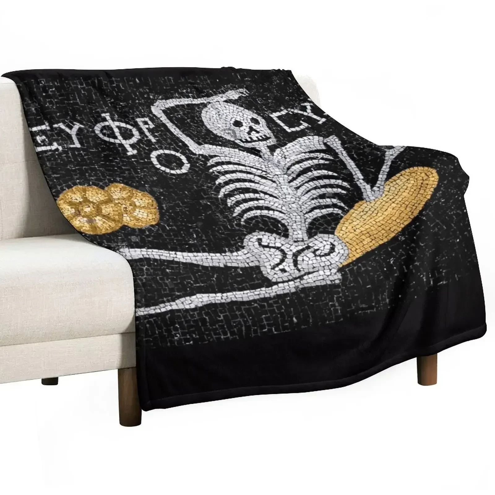 

Be Cheerful, Enjoy Your Life - Ancient Greek Mosaic Throw Blanket Luxury Thicken Flannel Fabric Cute Blankets