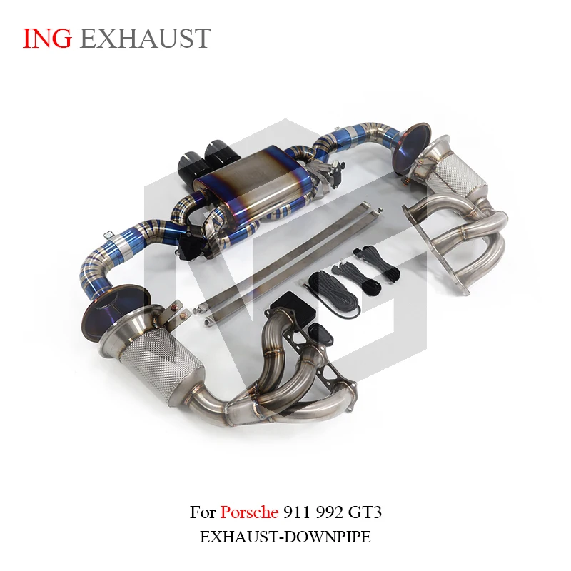 ING Titanium Alloy Tube Manifold Catback for Porsche 911 992 GT3 4.0L 2018+ Valve Performance Downpipe Muffler Exhaust Accessory