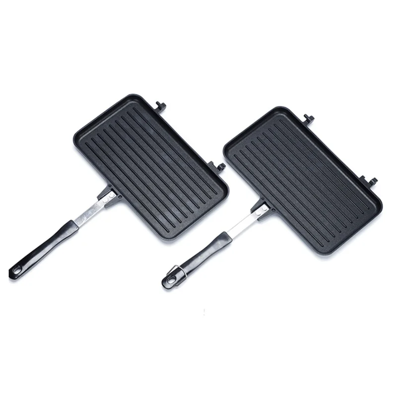 Sandwich-Bratmaschine, Press-Ei-Frühstück, doppelte Omelett-Kochpfanne, gegrillte Grillplatte, seitliches Kochgeschirr-T33C