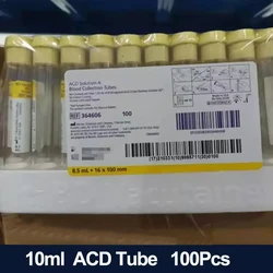 Disposable 10ml Vacuum Collection Tube Lab sampling Collecting Tube yellow cap ACD tube,glass tube,100Pcs/Pack