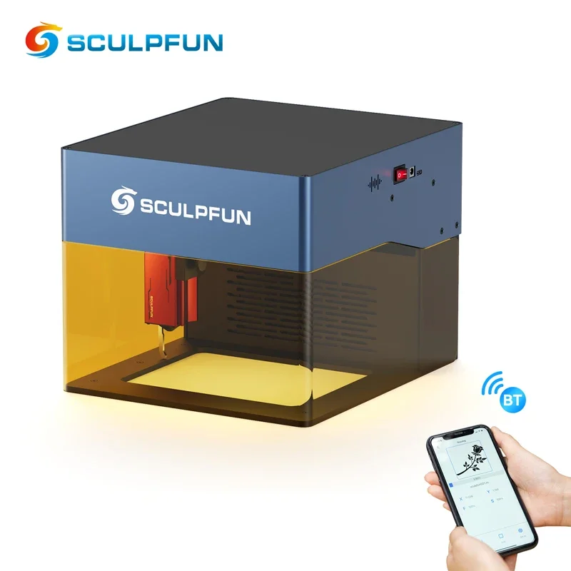 SCcorde PFUN-Mini imprimante de découpe laser iCube Pro, découpeuse de diodes bricolage, machines de gravure pour bois et plastique, 5W