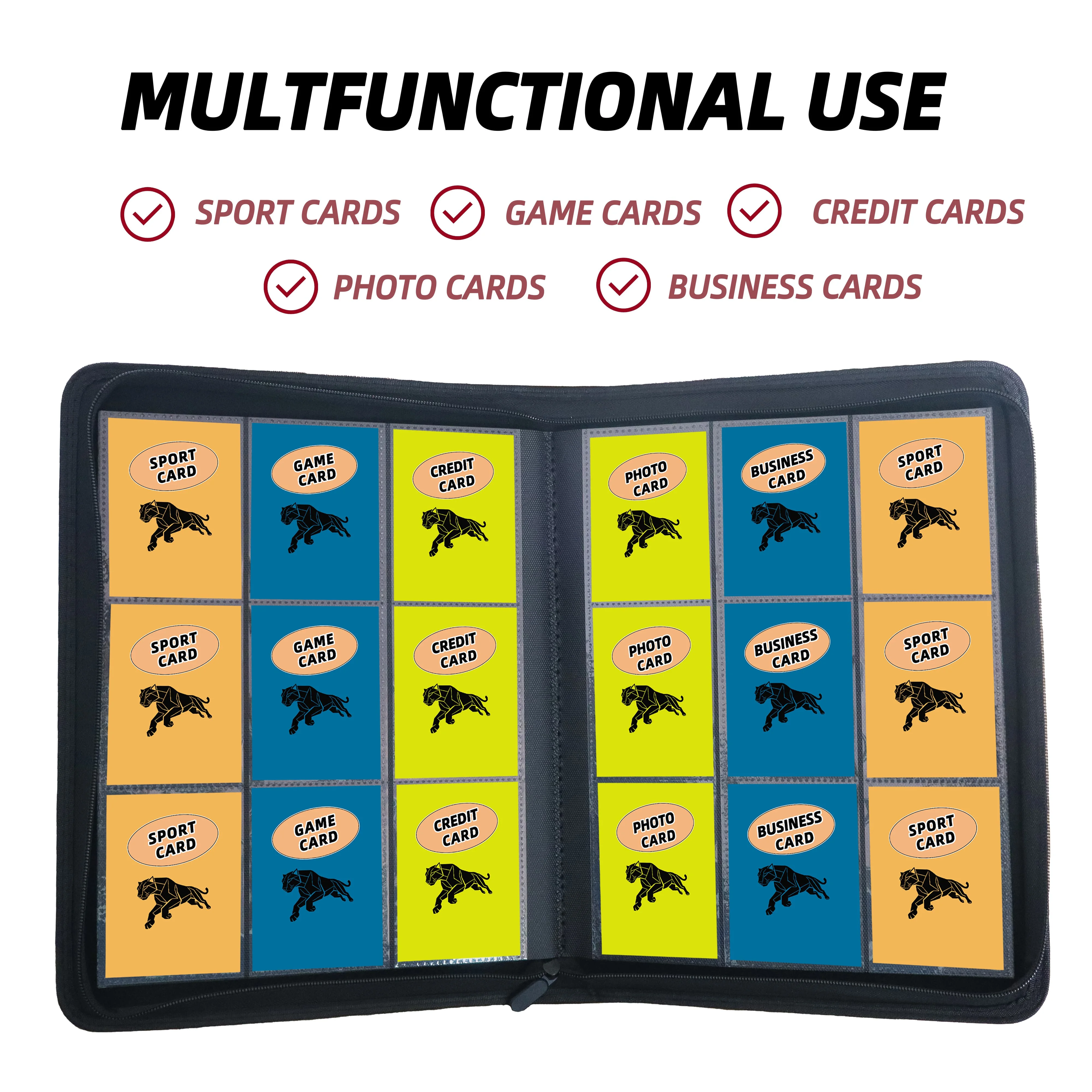360 Cards Trading Card Binder 9-Pocket PU Leather Album, Portable Card Holder for TCG Game Cards Sports Cards, Collector Album