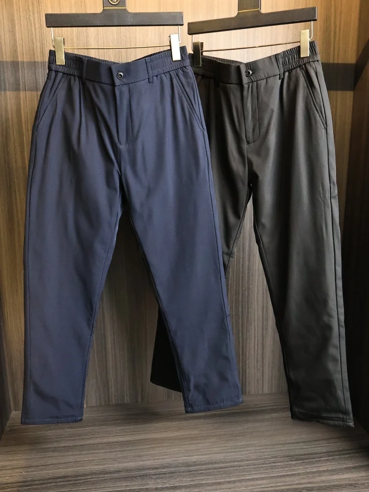 Uncommon Goose down Pants! Men's Pure Color Outdoor Water-Resistant Cold-Resistant Warm Straight Leg down Pants Trendy