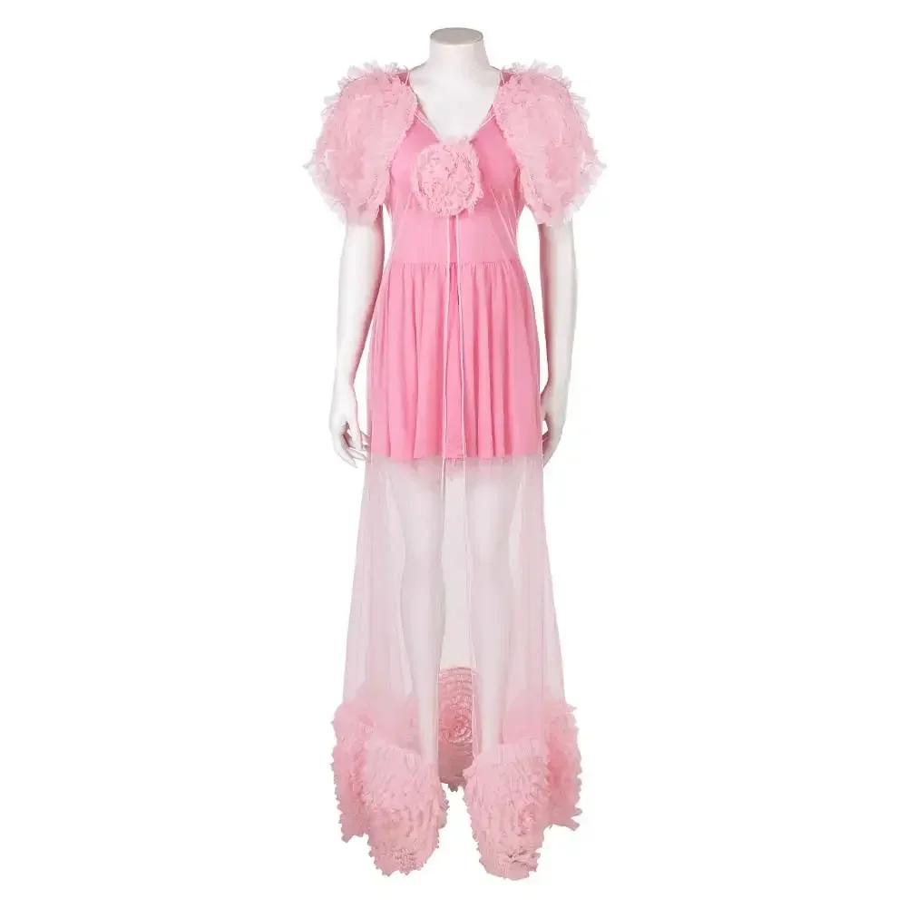 Movie Wiked Fantasia Glinda Cosplay Dress Costume Women Pink Sleepwear Disguise Role Play Outfits Halloween Carnival Party Suit