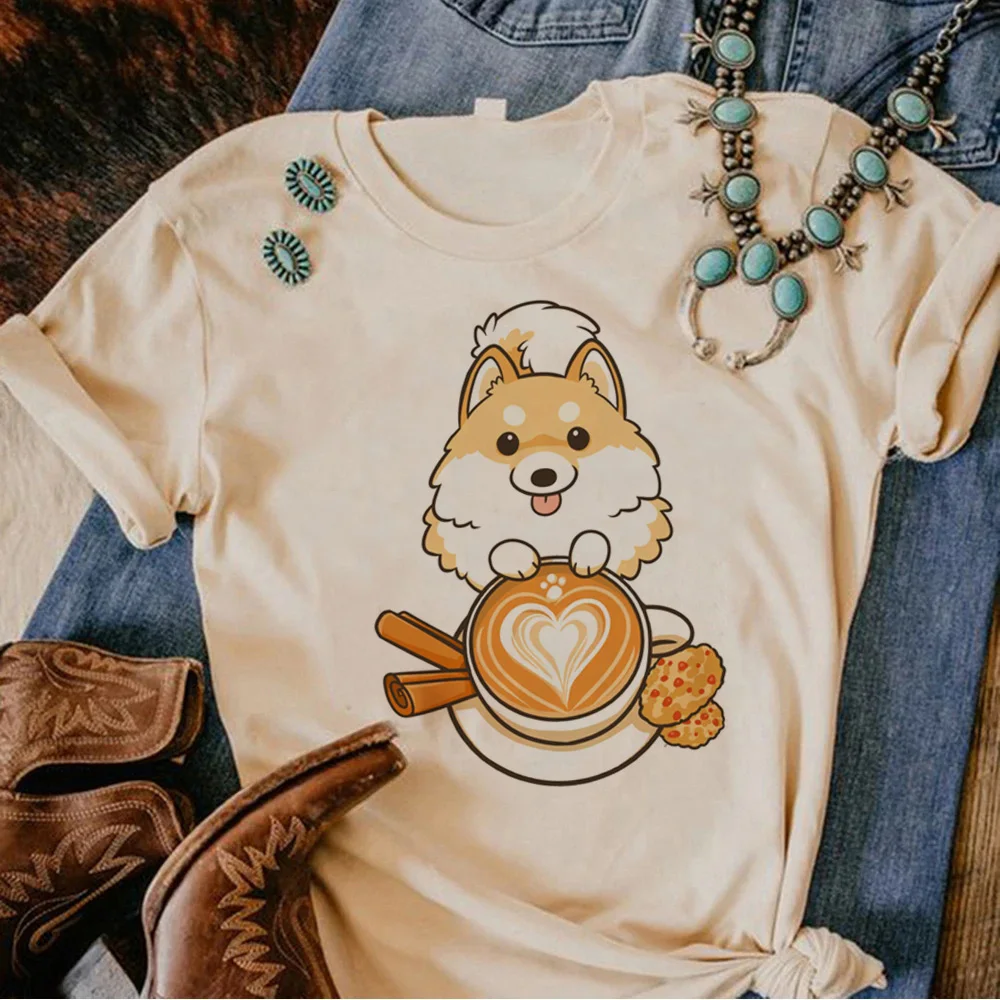 

Pomeranian tshirt women streetwear graphic Japanese Tee girl designer manga clothing