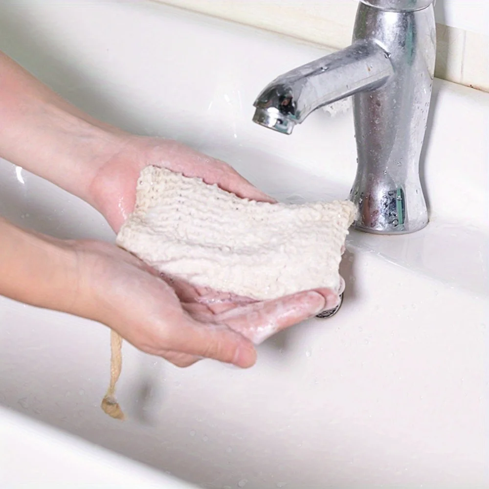 10PCS Cotton Linen Drawstring Bubble Net Handmade Soap Bar Soap Foaming Bag Facial Cleanser Foaming Net