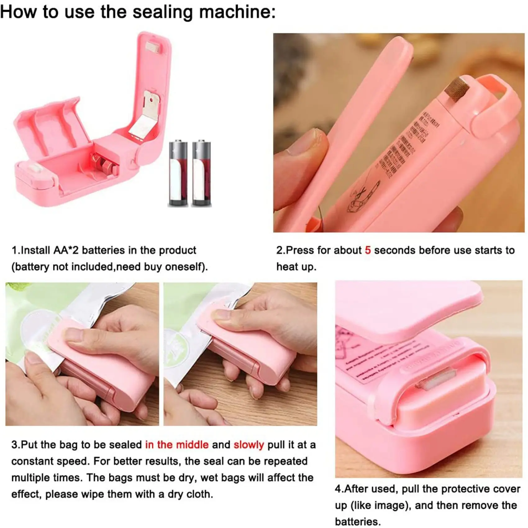 Portable Mini Sealing Machine Household Plastic Bag Sealing Machine Snacks Hand Piezoelectric Heat Sealing Machine