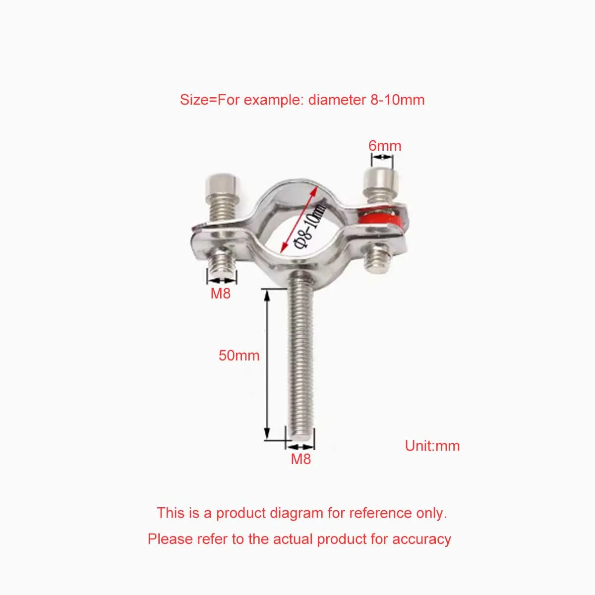 

304 Stainless Steel Fixed Pipe Bracket Expansion Screw Pipe Clamp /Screw Length M8 * 50