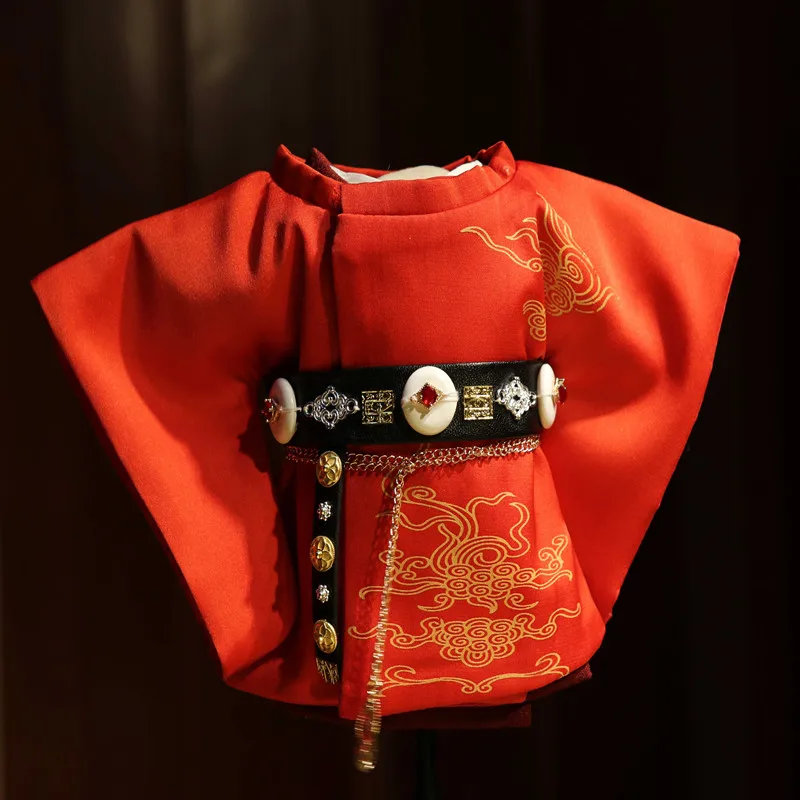 Ropa para muñecas de 20cm, disfraz rojo Hanfu antiguo Vintage, accesorios para muñecos de peluche, juguete de Anime para niños