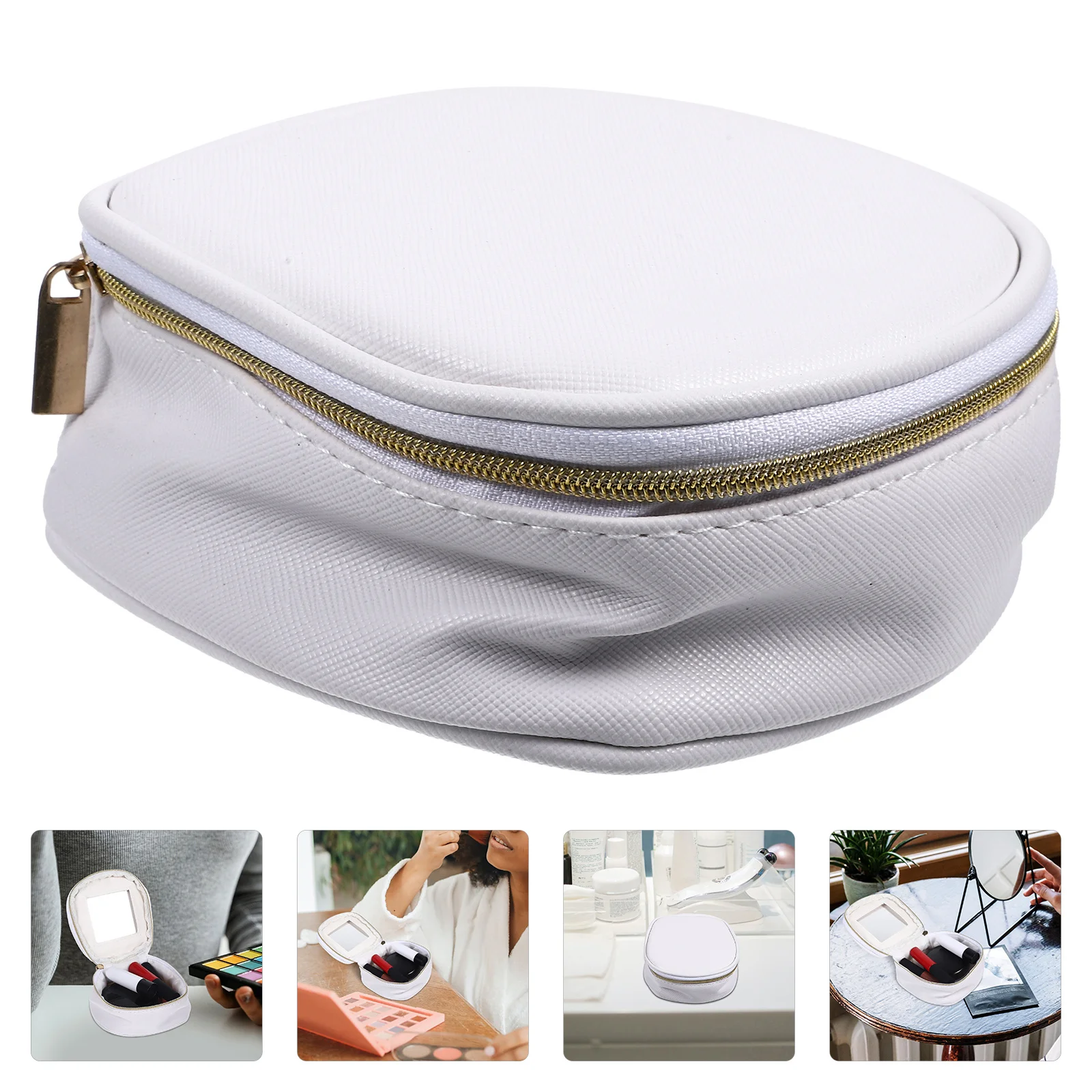 1 pçs saco de maquiagem pequeno batom saco com espelho premium bolsa de armazenamento de viagem para mulher portátil conveniente