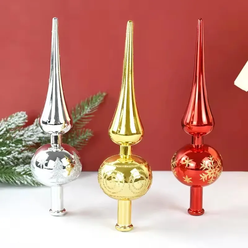 

Christmas Tree Topper Gold Ornament - Handicrafts Tip-Shaped Decor, Elegant Home Decoration for Xmas Holiday