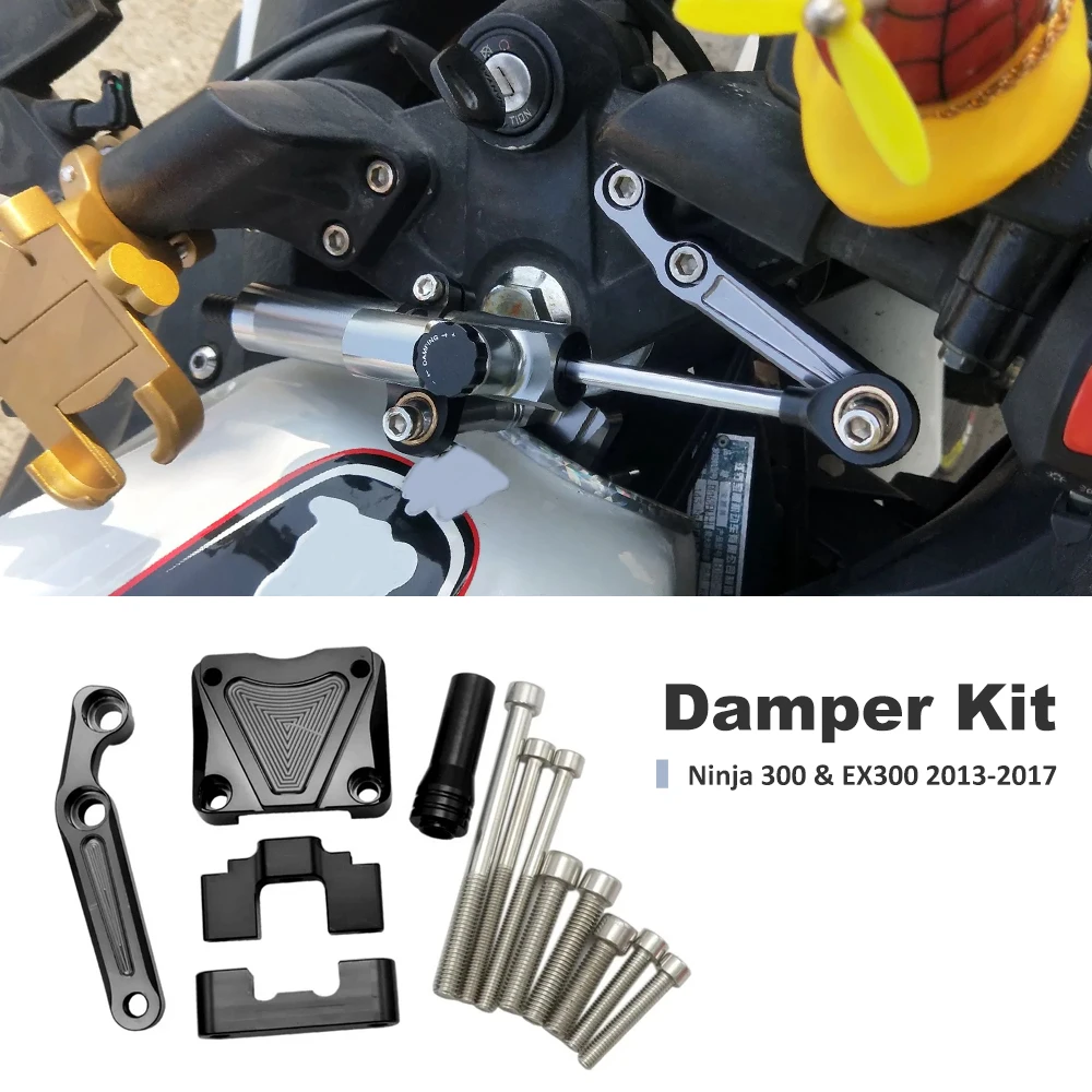 

Steering Damper Mounting Bracket Kit Linear Reversed Safety Control Bracket Motorcycle For Kawasaki Ninja 300 EX300 Ninja300
