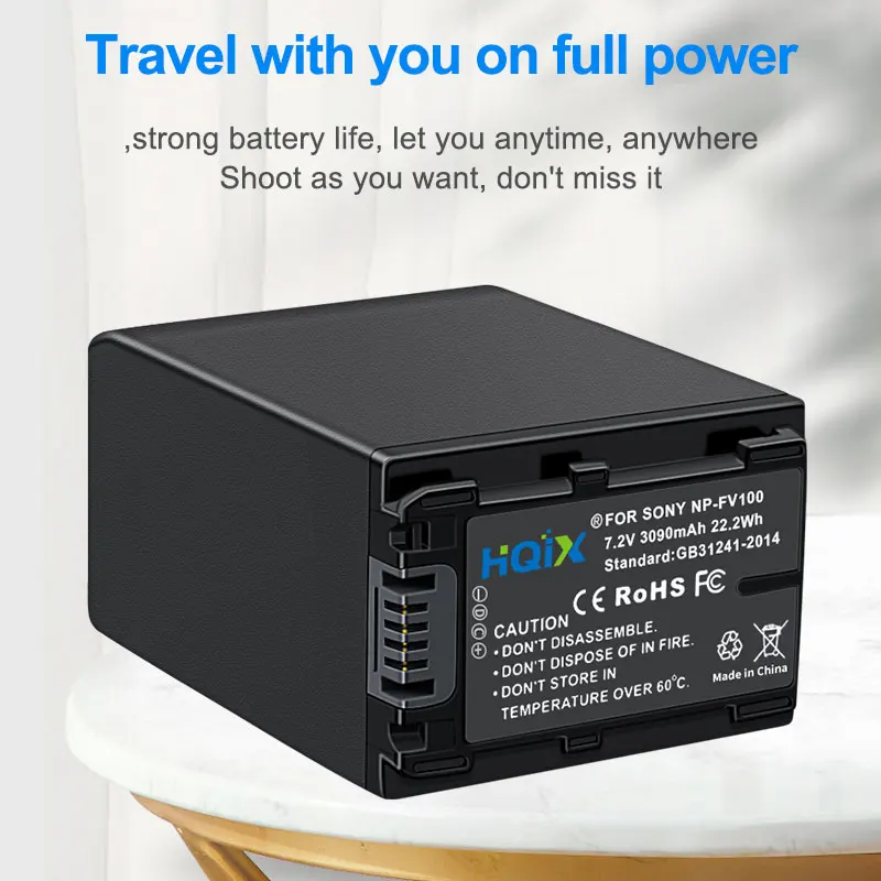 

HQIX for Sony HDR-PJI0E PJ30E PJ50E PJ200E PJ220E PJ230E PJ260E PJ340E PJ430E PJ510 PJ350E PJ380 Camera NP-FV100 Charger Battery