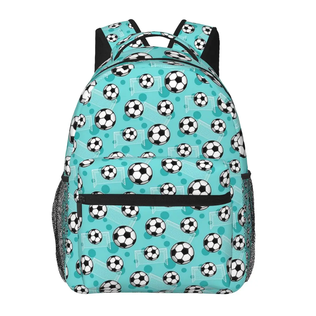 Soccer Ball And Goal Teal Pattern - Teal Soccer Backpacks Boys Girls Bookbag Children School Bags Kids Rucksack Shoulder Bag