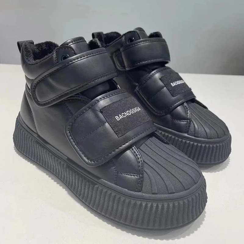 Women sneakers Unique Design Shell Toe hook & loop Plush Winter Shoes For woman Fashion Korean High girl casual sneakers cheap