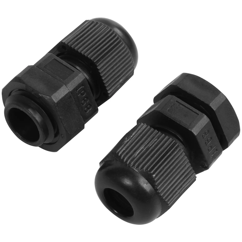 PG7 Black Nylon Waterproof Strain Relief,Cord Grip,Cable Gland 3.5-6 Mm 100Pcs